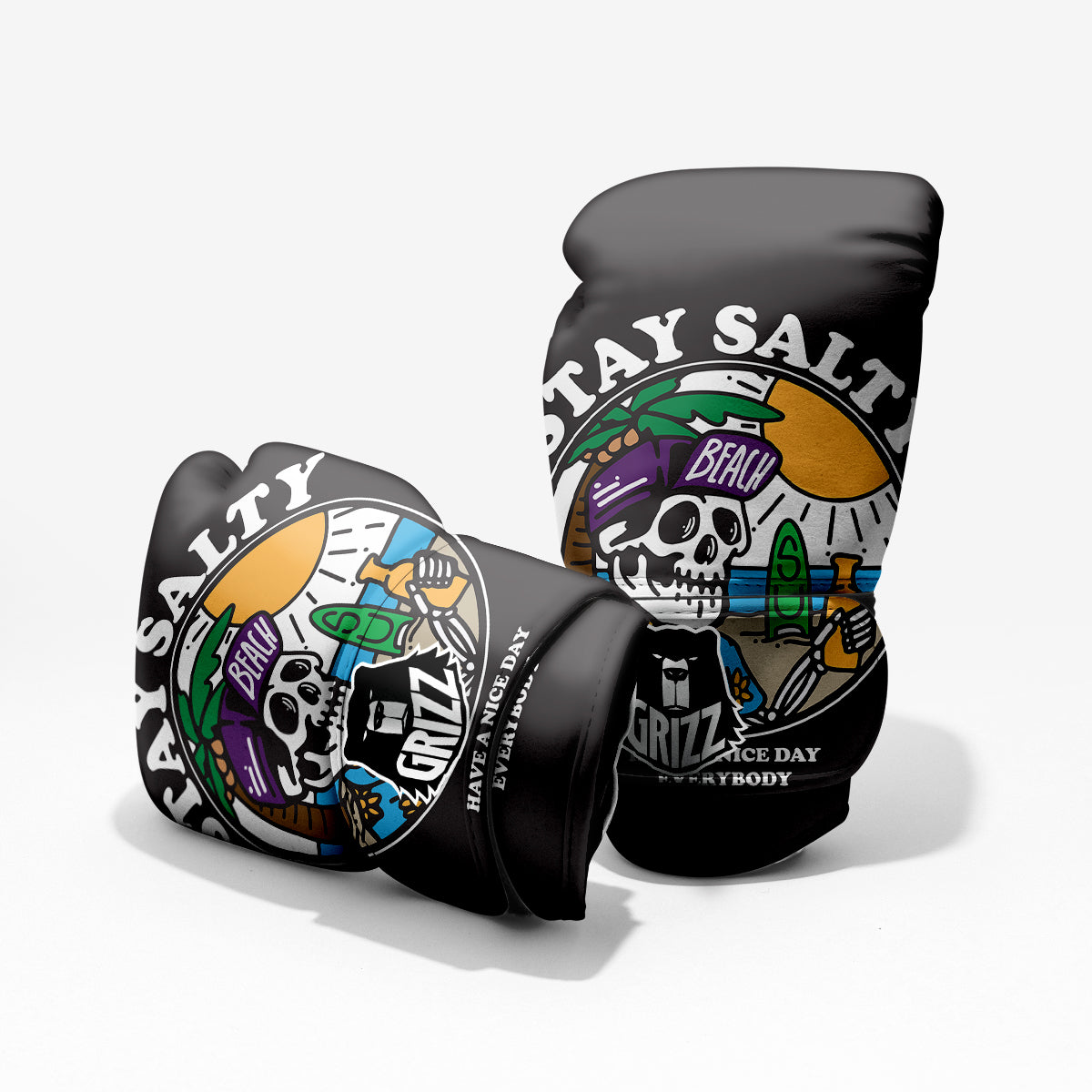 Skull Relax On Beach Print Pro Boxing Glove