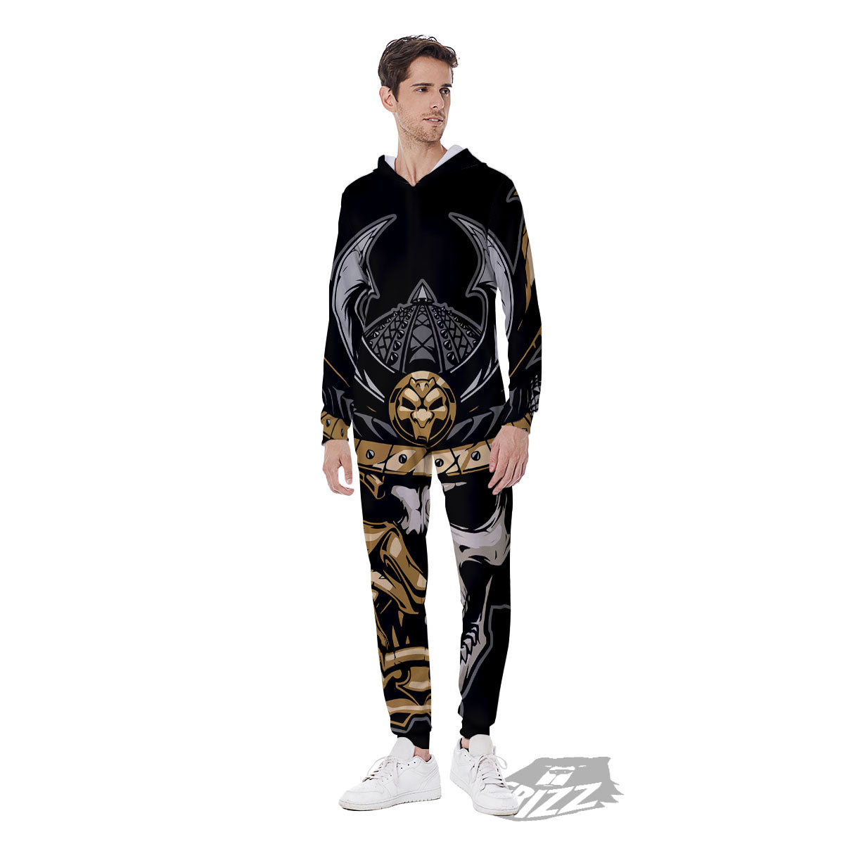 Skull Samurai Warrior Print Men's Jumpsuit-grizzshop