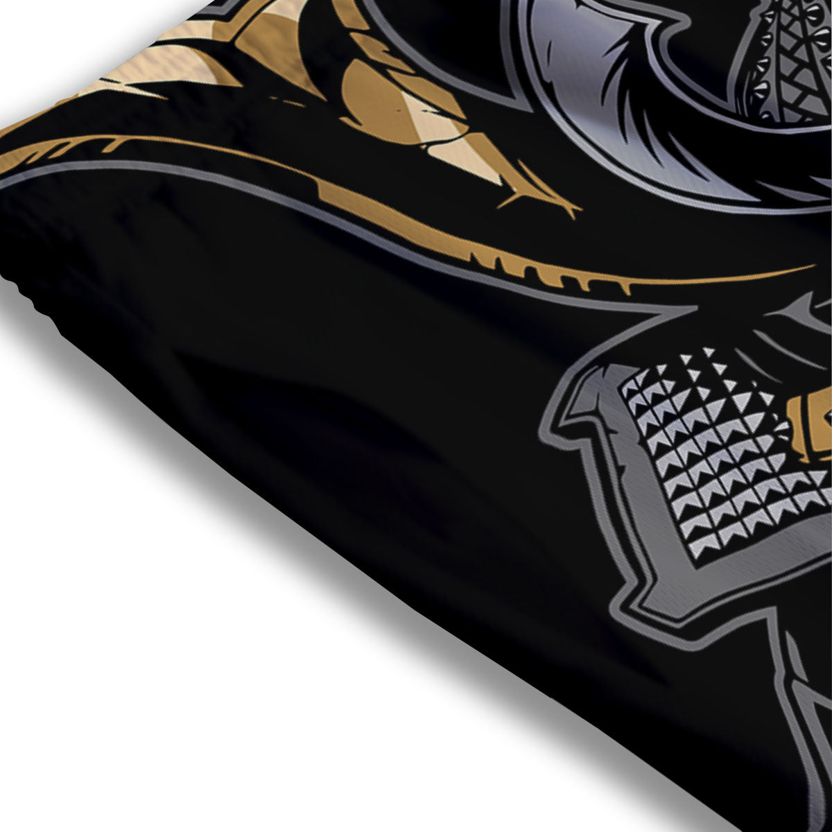 Skull Samurai Warrior Print Mesh Shorts