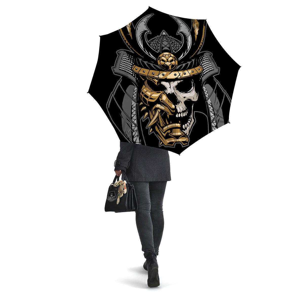 Skull Samurai Warrior Print Umbrella-grizzshop