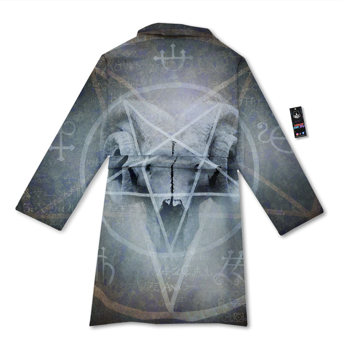 Skull Satanic Pentagram Print Bathrobe-grizzshop