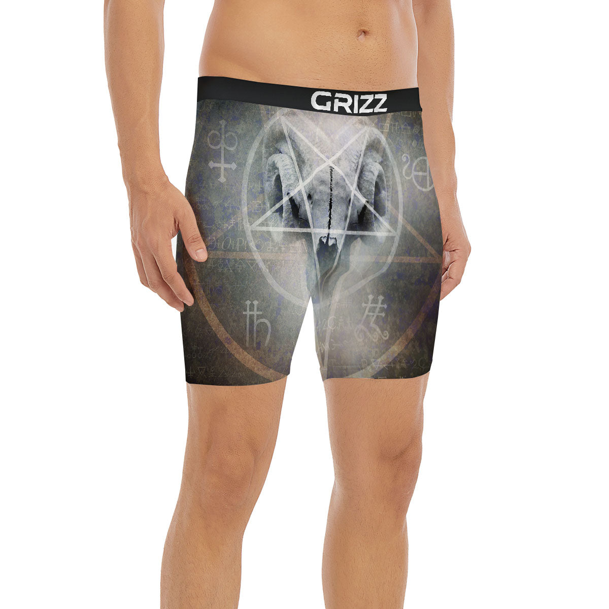 Skull Satanic Pentagram Print Boxer Briefs-grizzshop