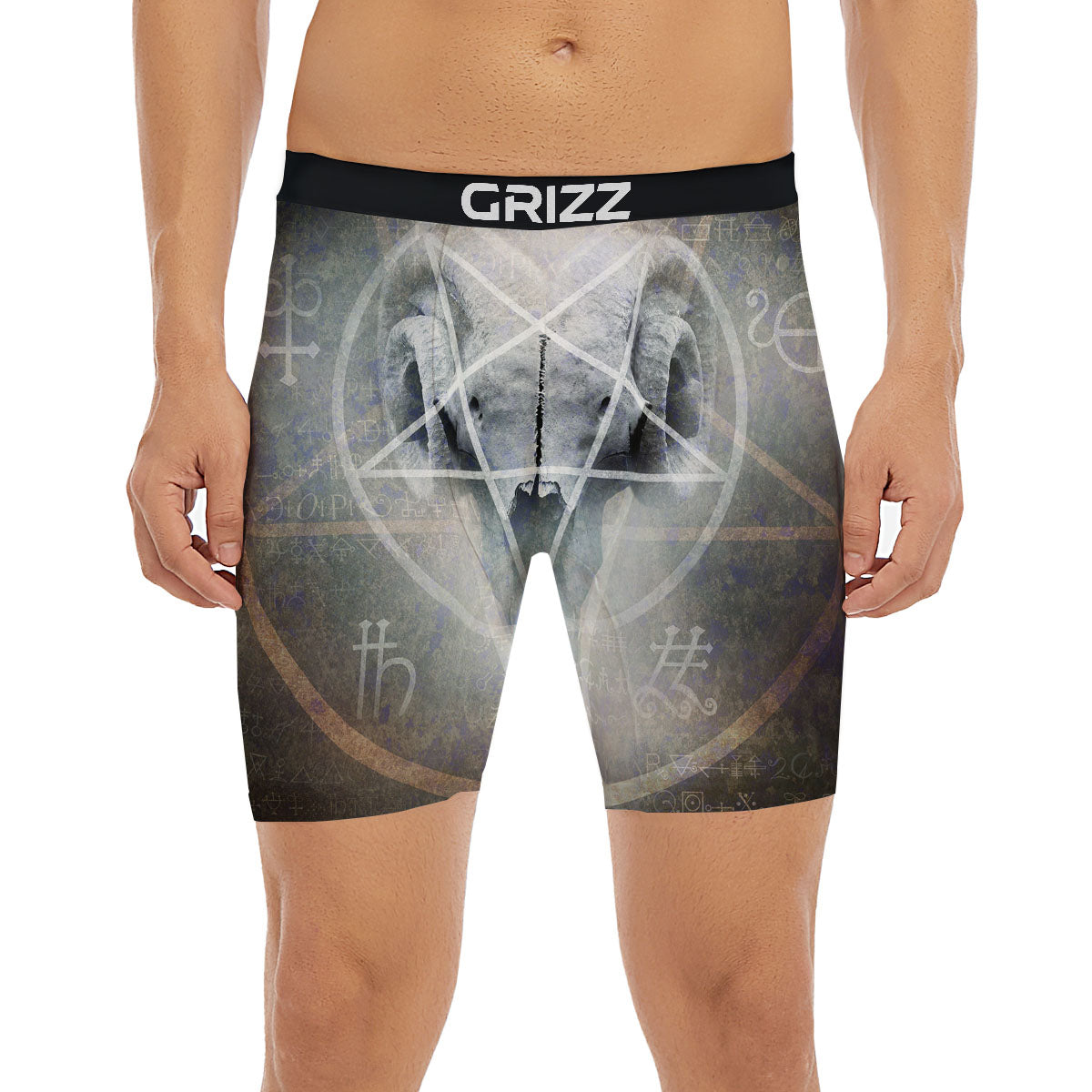 Skull Satanic Pentagram Print Boxer Briefs-grizzshop