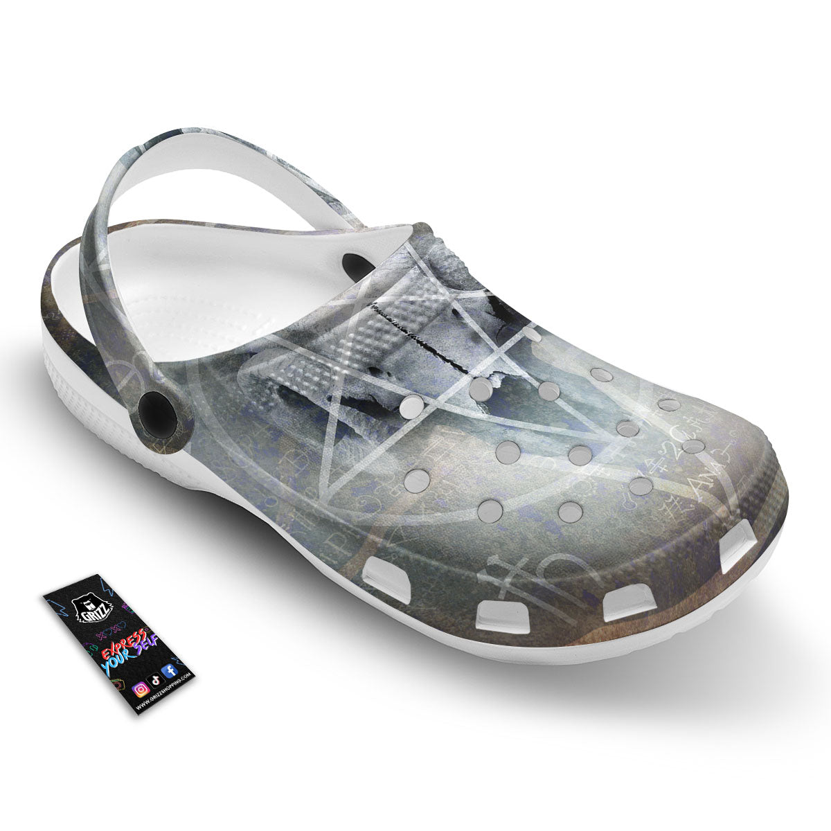 Skull Satanic Pentagram Print Clog-grizzshop