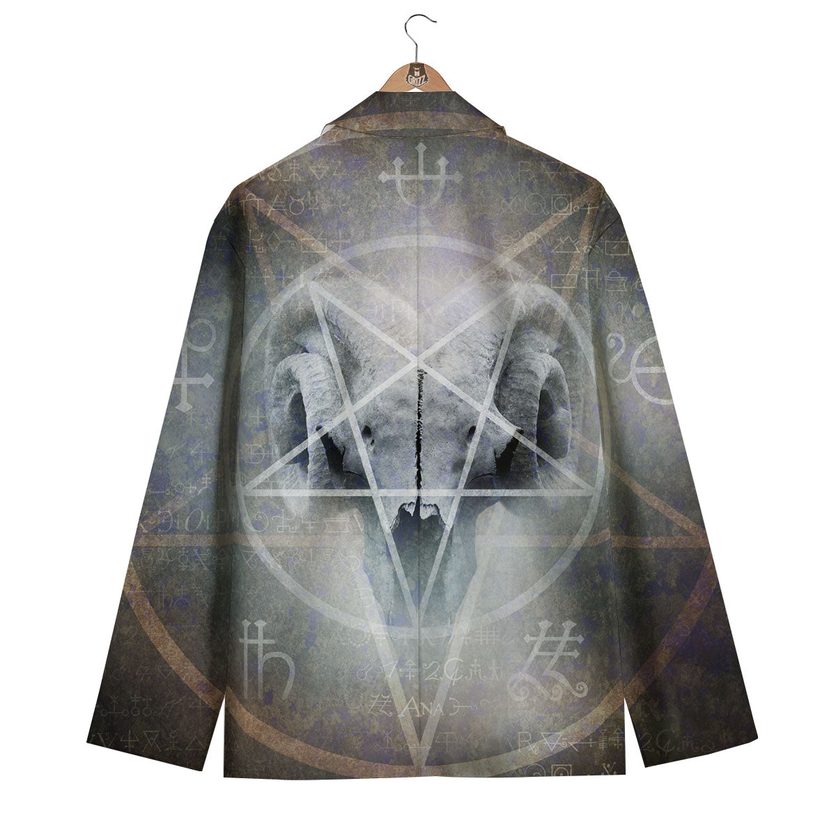 Skull Satanic Pentagram Print Men's Blazer-grizzshop