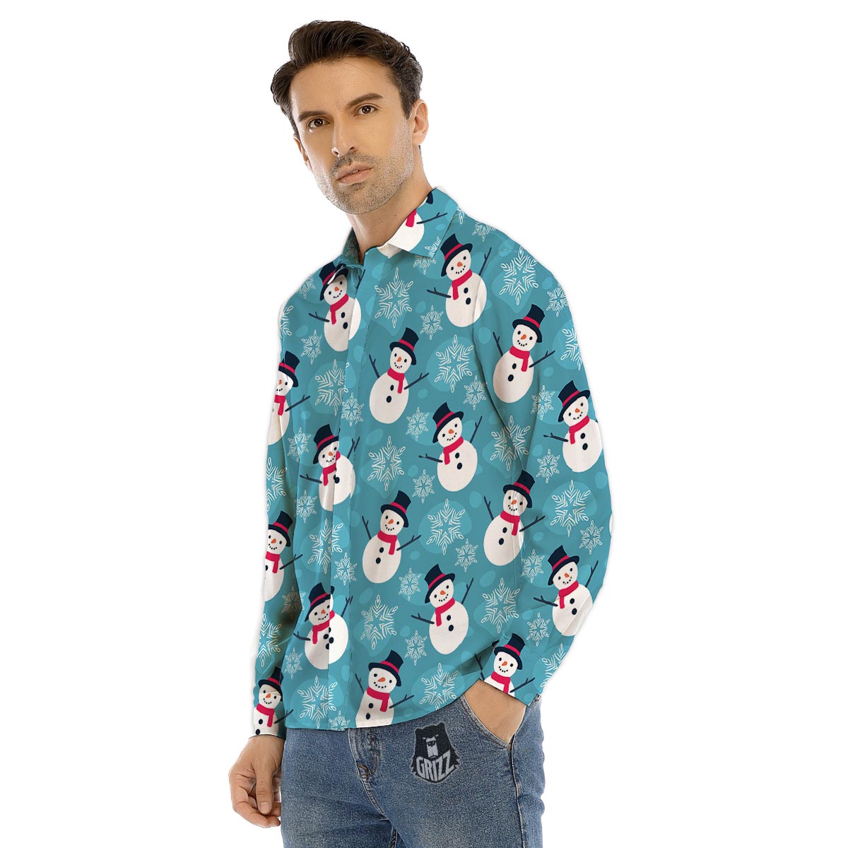 Skull Satanic Pentagram Print Men's Dress Shirts-grizzshop