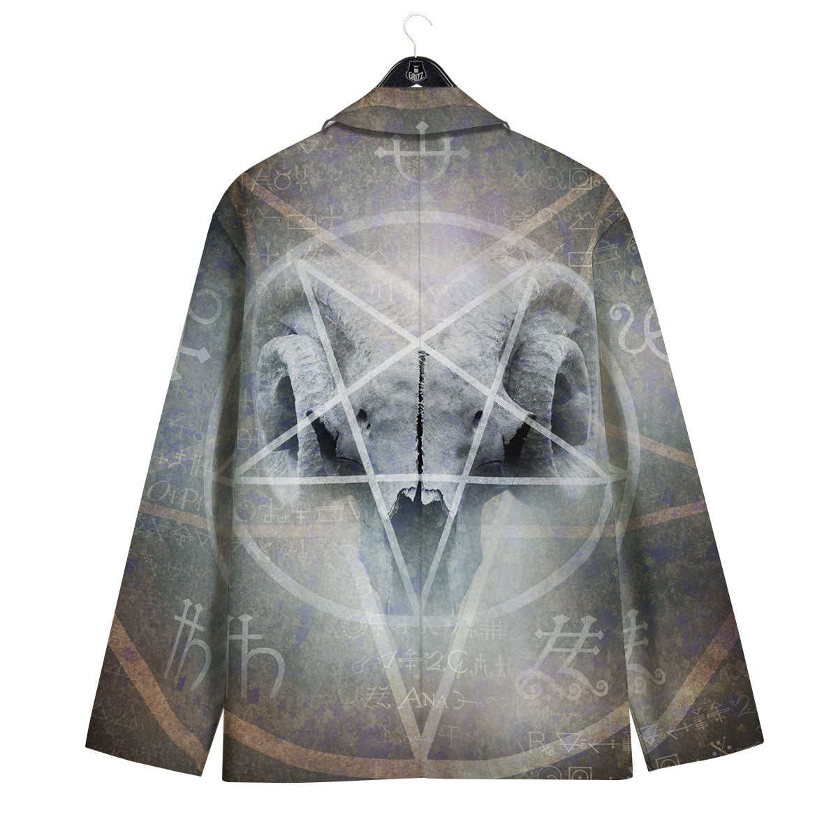 Skull Satanic Pentagram Print Men's Sport Coat-grizzshop
