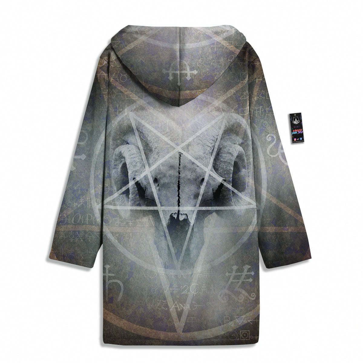 Skull Satanic Pentagram Print Men's Windbreaker Jacket-grizzshop