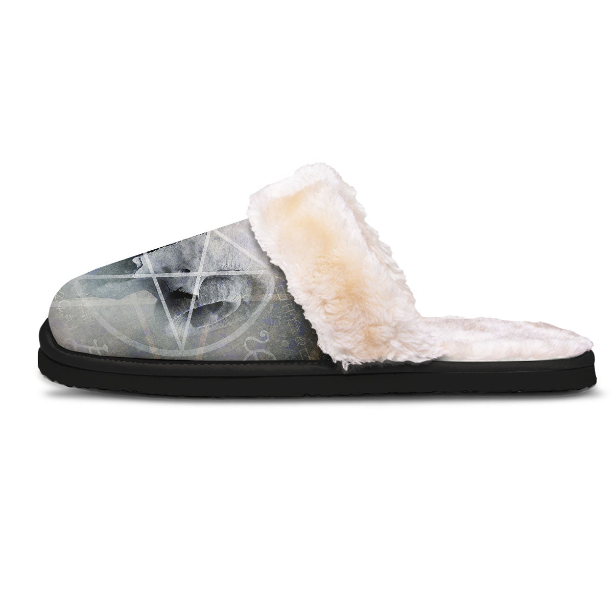 Skull Satanic Pentagram Print Slippers-grizzshop
