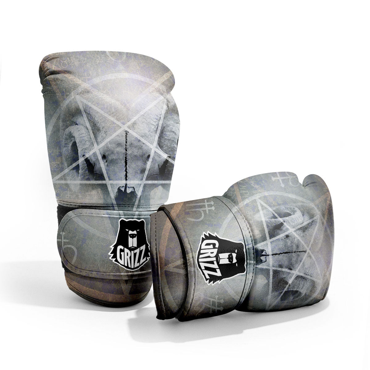 Skull Satanic Pentagram Print Pro Boxing Glove