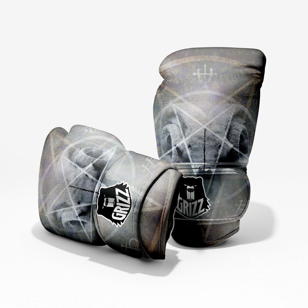 Skull Satanic Pentagram Print Pro Boxing Glove