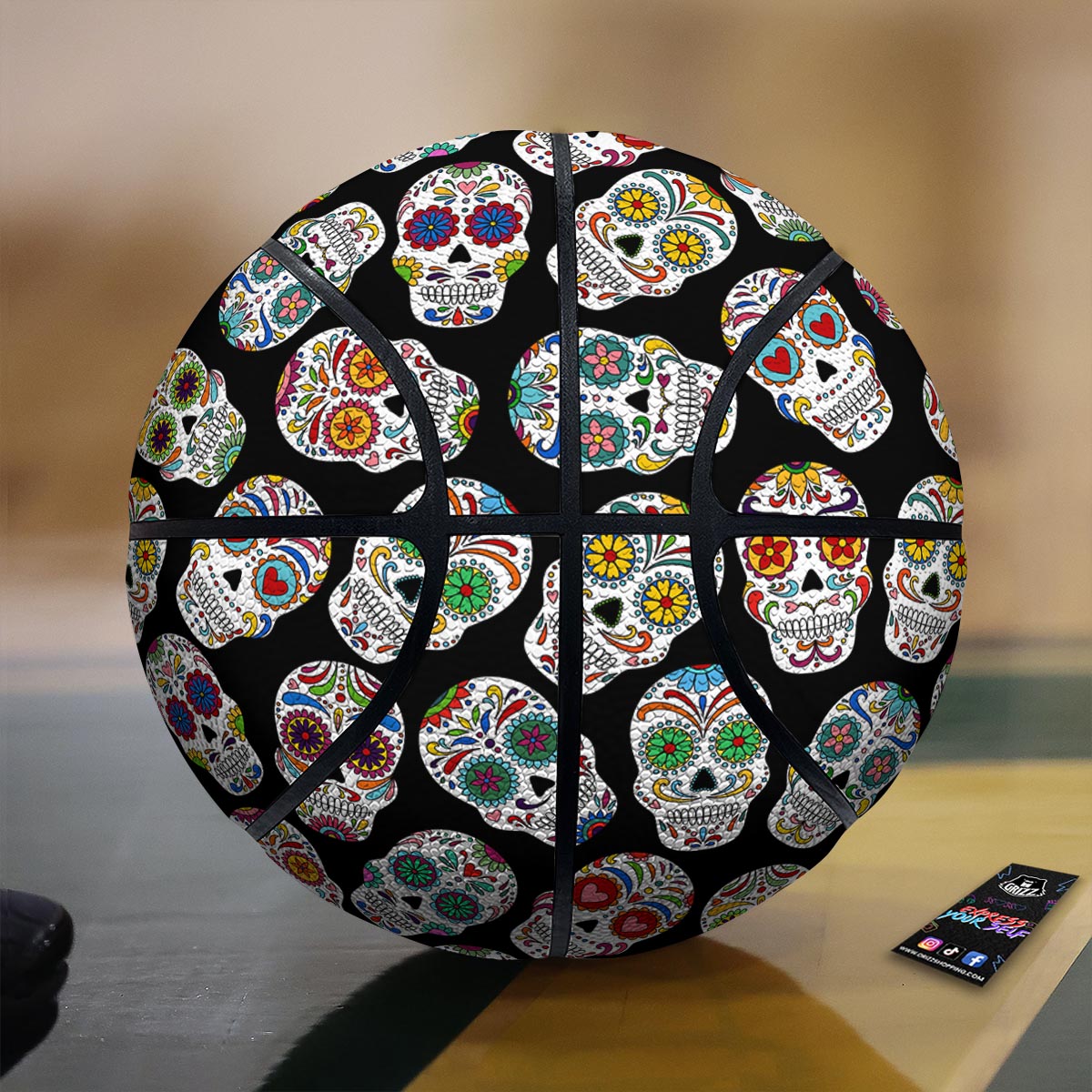 Skull Sugar Print Pattern Basketball
