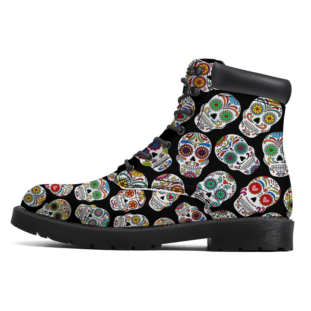 Skull Sugar Print Pattern Boots-grizzshop