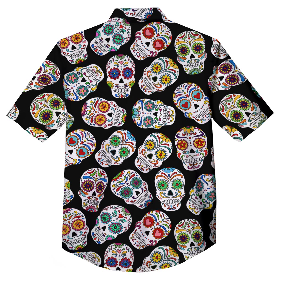 Skull Sugar Print Pattern Button Up Shirt-grizzshop