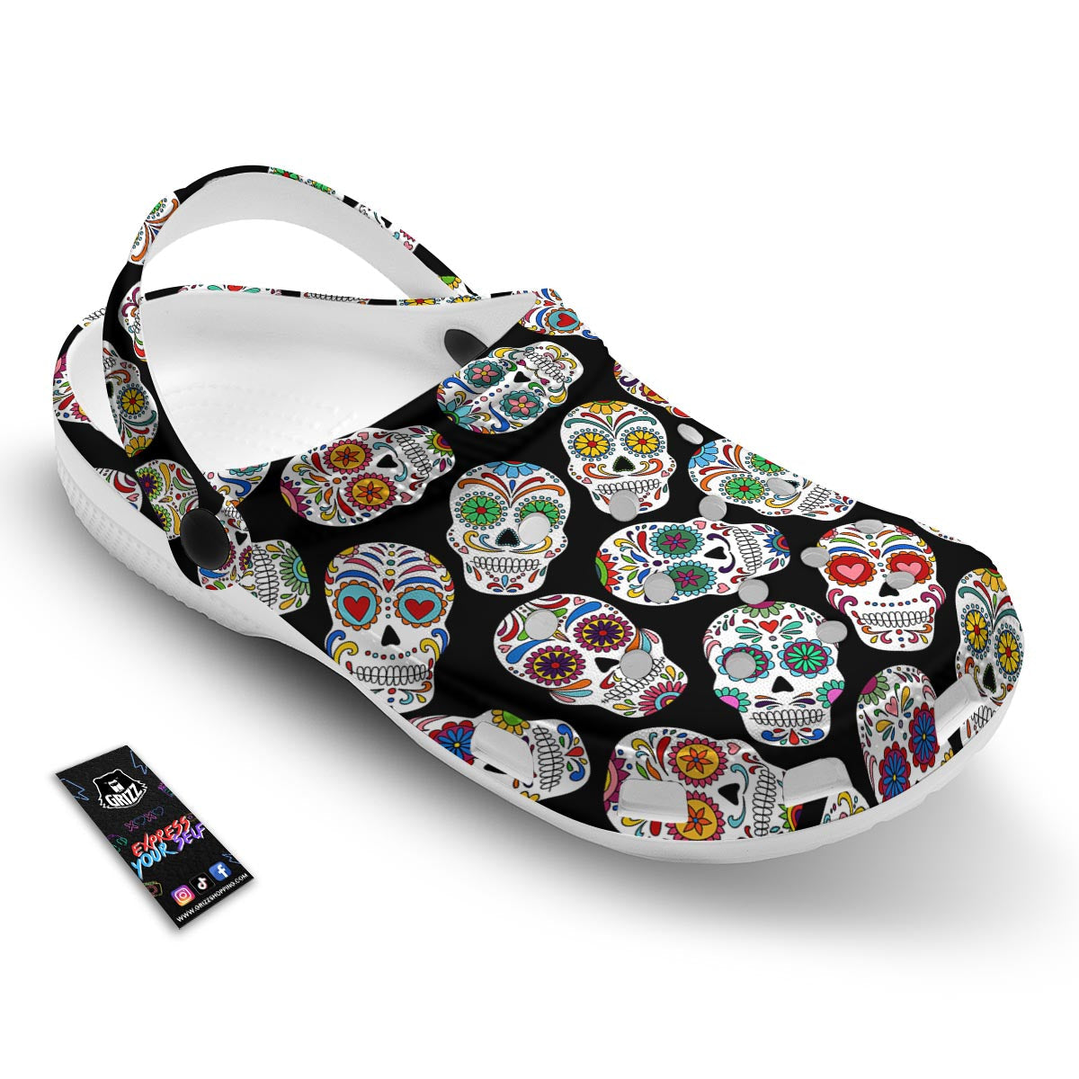Skull Sugar Print Pattern Clog-grizzshop