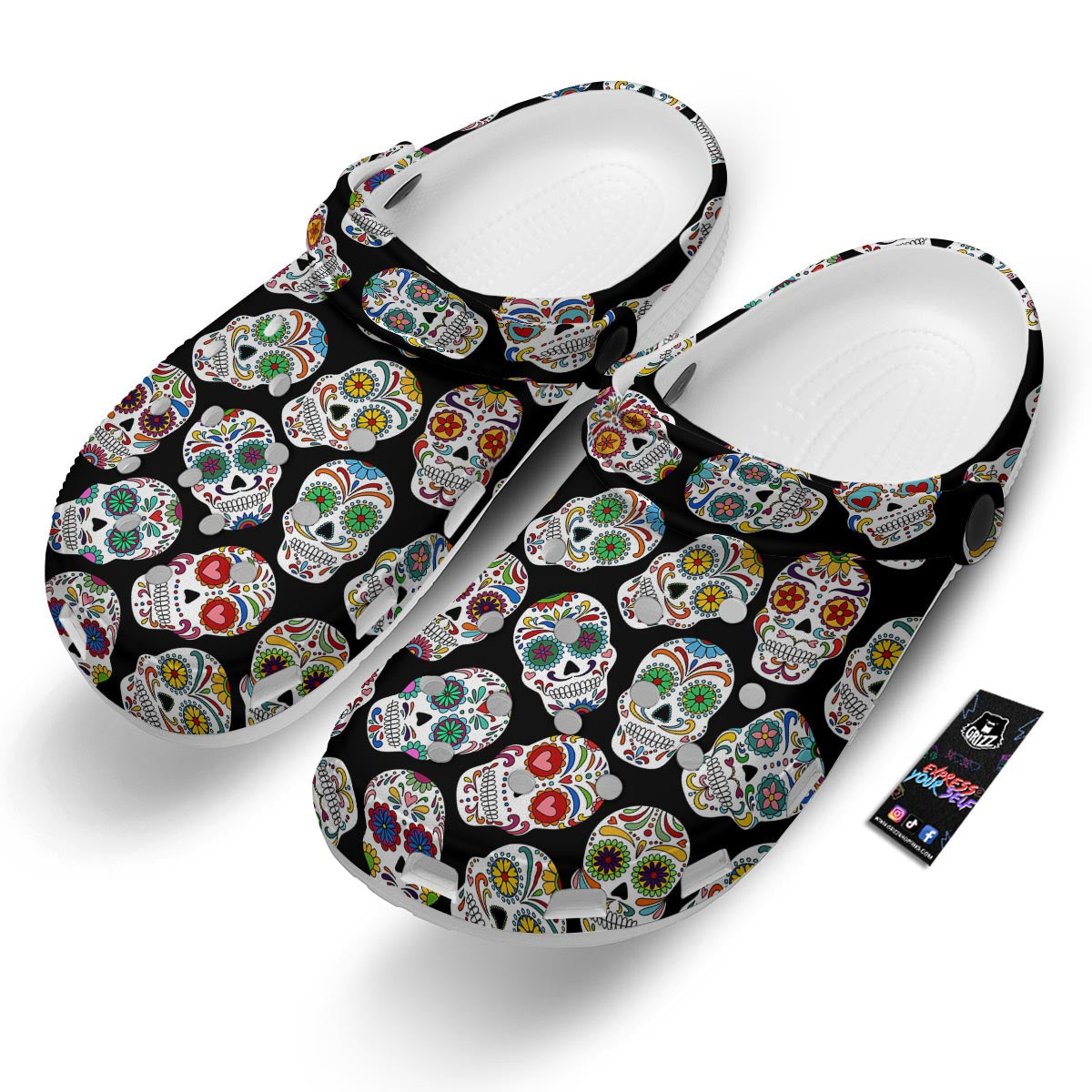 Skull Sugar Print Pattern Clog-grizzshop