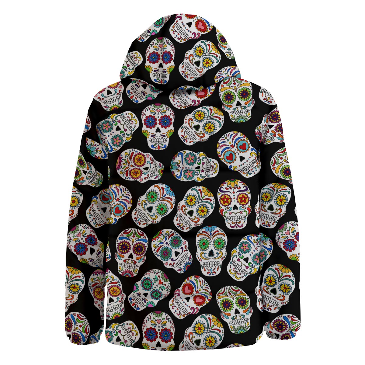 Skull Sugar Print Pattern Down Jacket-grizzshop