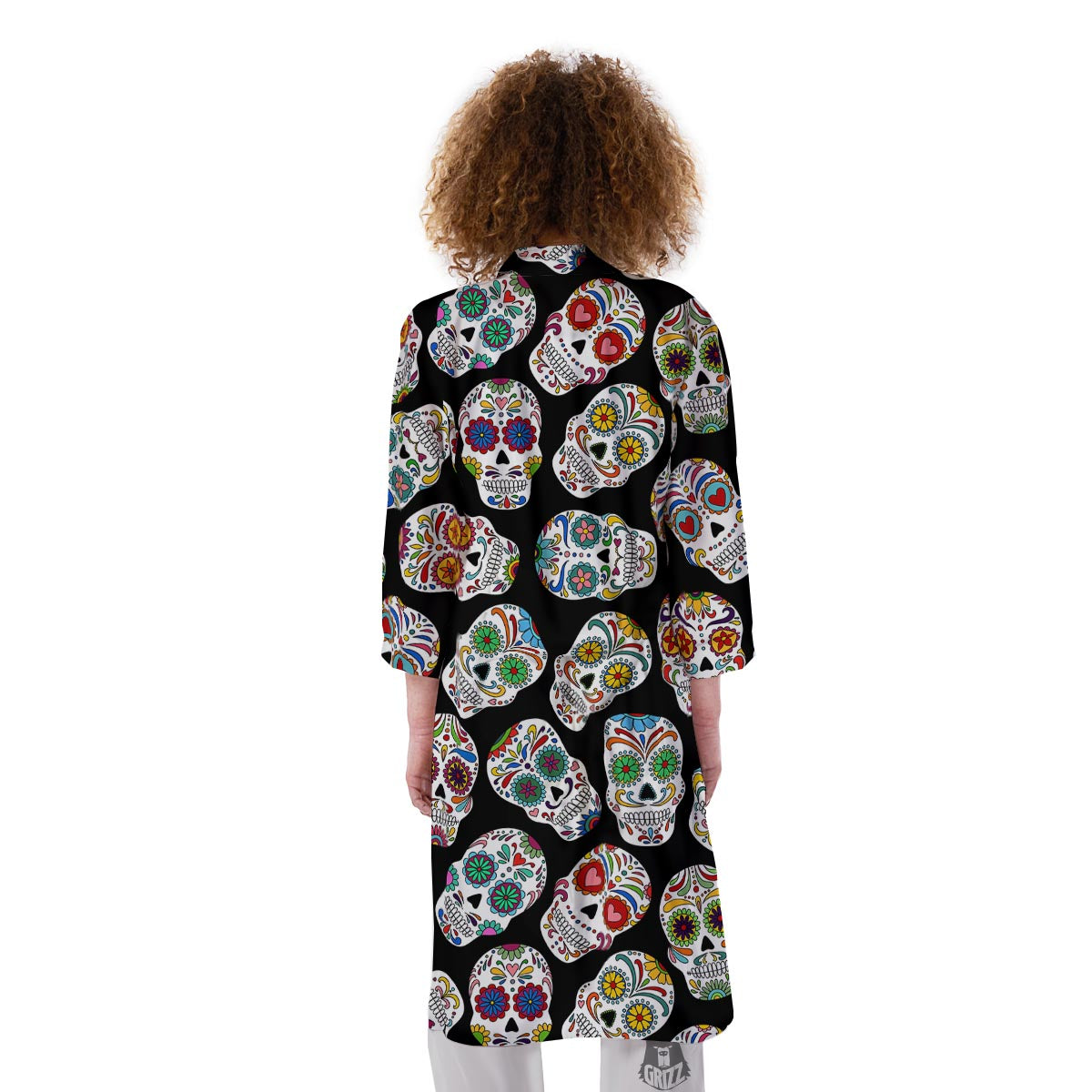 Skull Sugar Print Pattern Kimono-grizzshop