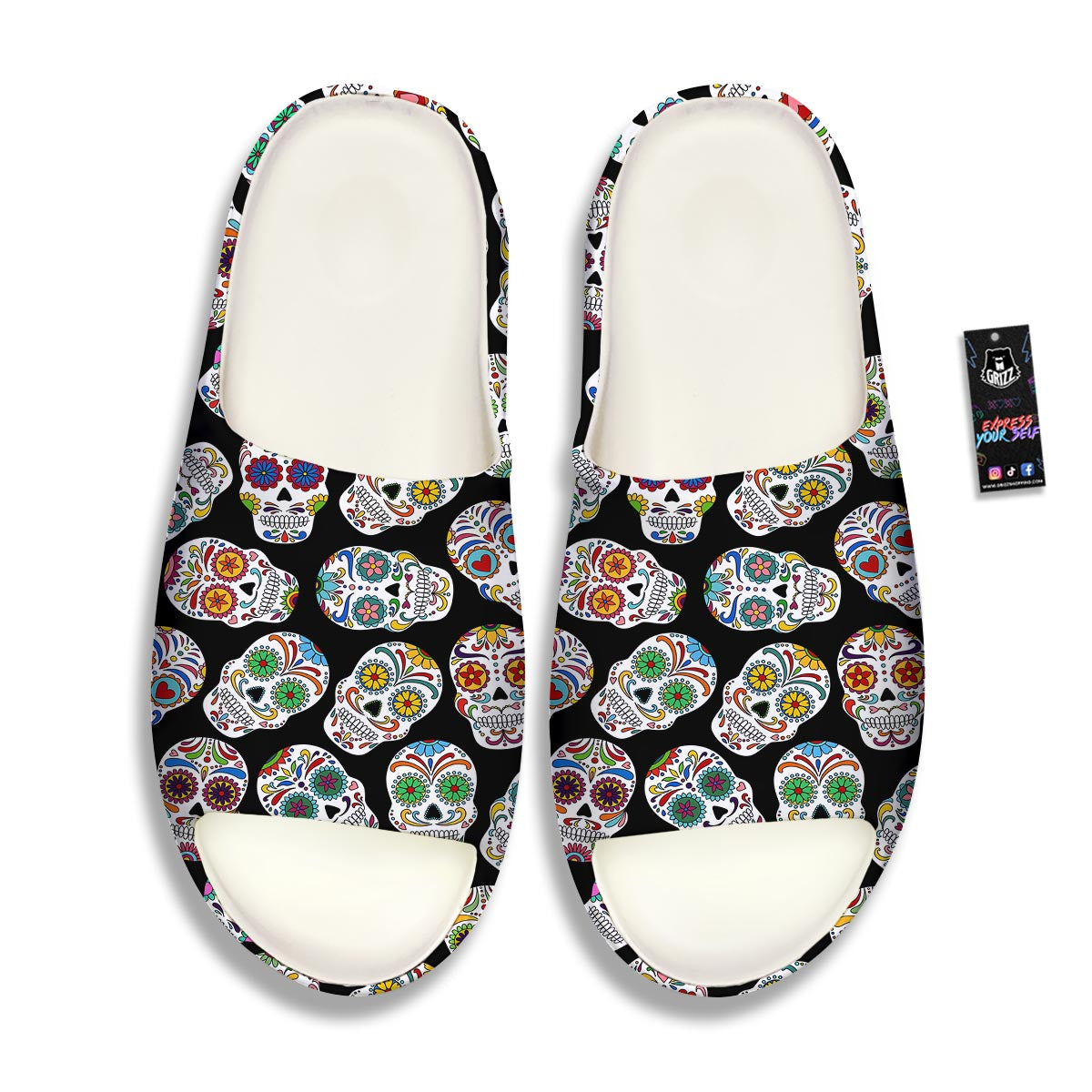 Skull Sugar Print Pattern Sandals-grizzshop