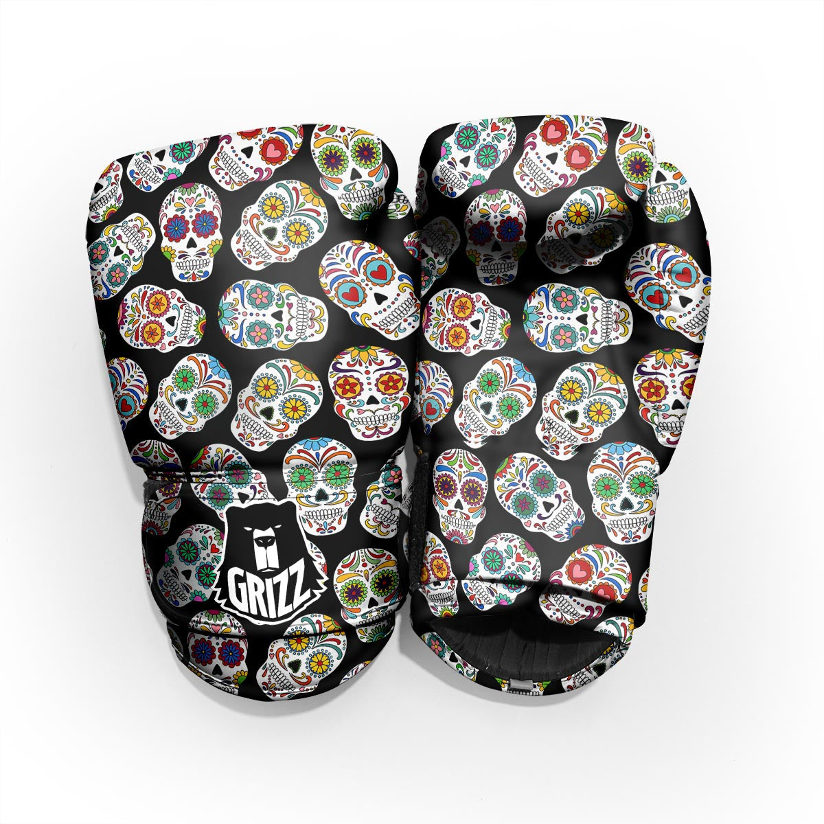 Skull Sugar Print Pattern Sparring Gloves-grizzshop