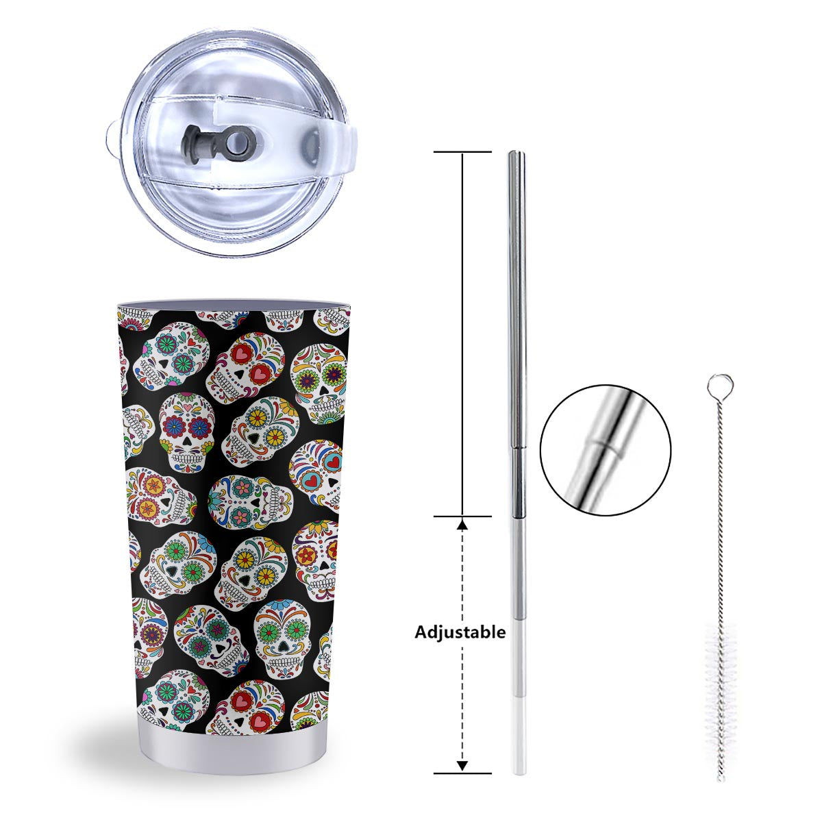 Skull Sugar Print Pattern Tumbler-grizzshop