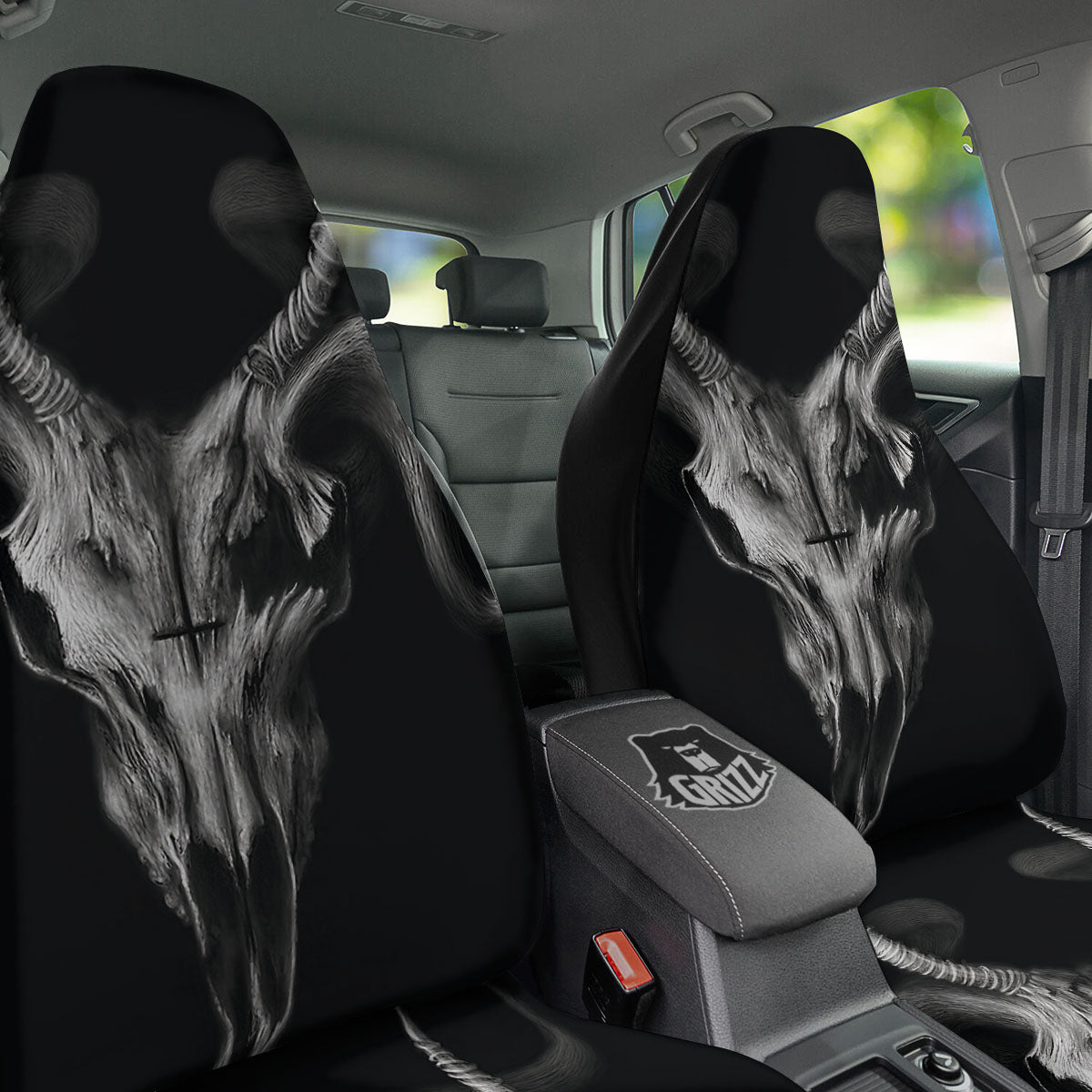 Skull Symbol Satan Goat Print Car Seat Covers-grizzshop