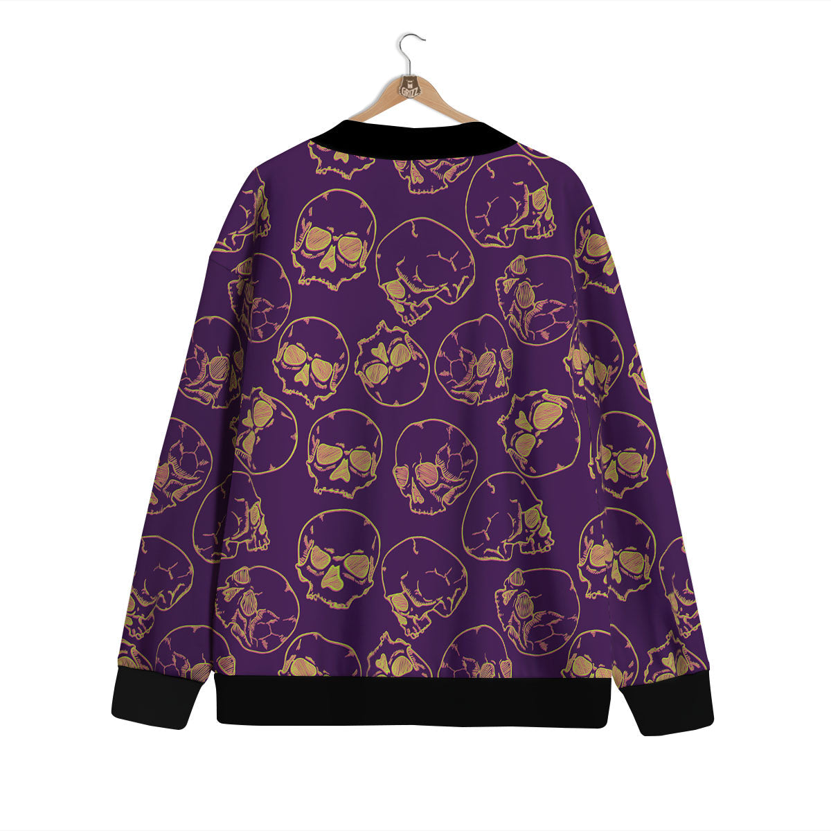 Skull Teal And Purple Print Pattern Cardigan-grizzshop
