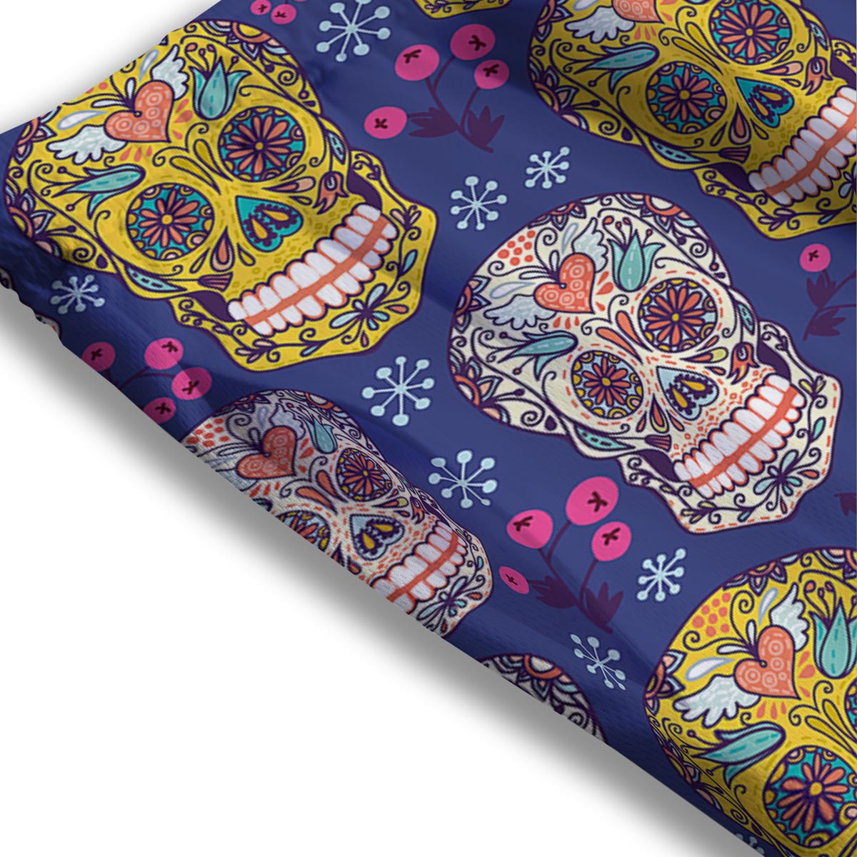 Skull Teal Sugar Print Pattern Mesh Shorts