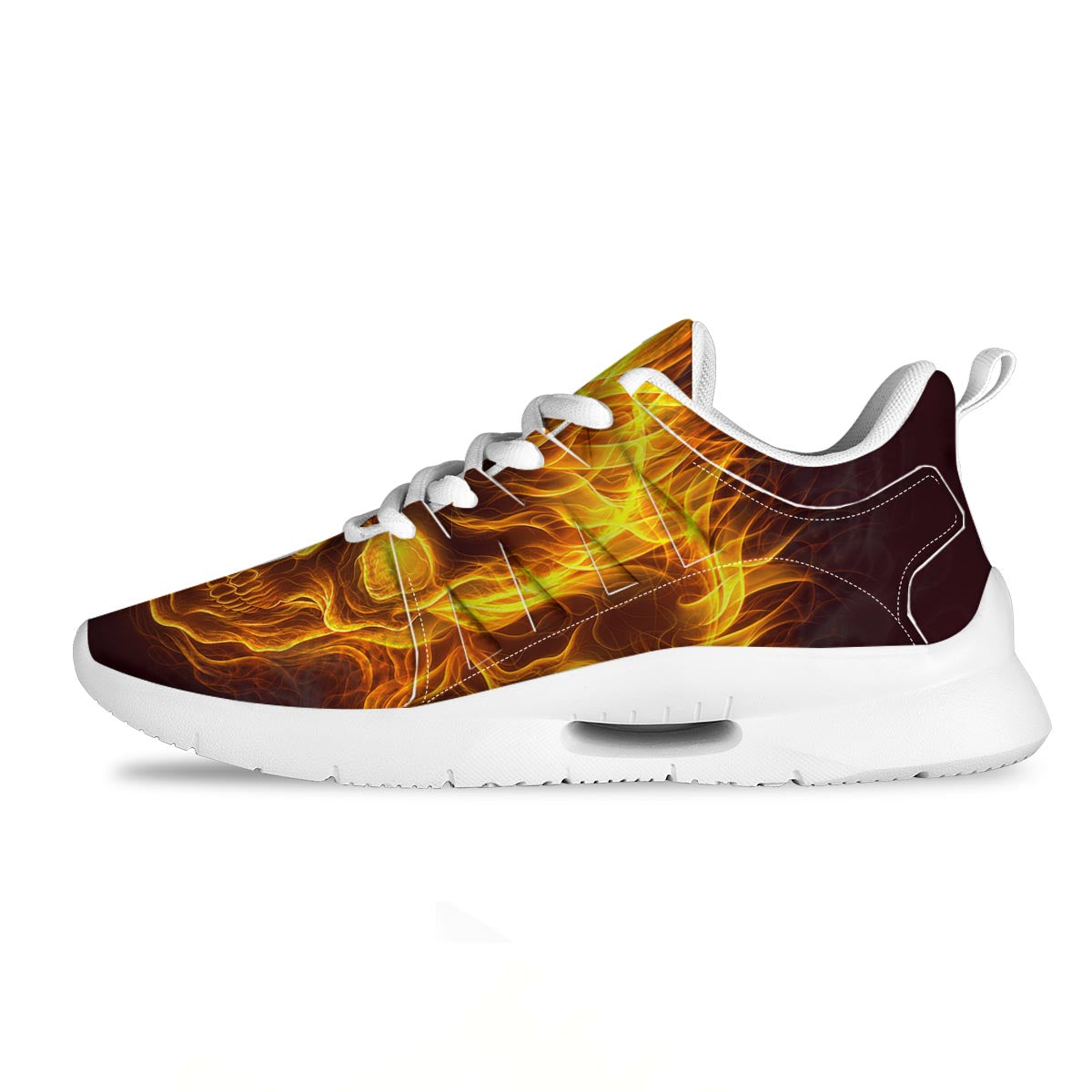 Skull Three Flaming Print Tennis Shoes-grizzshop
