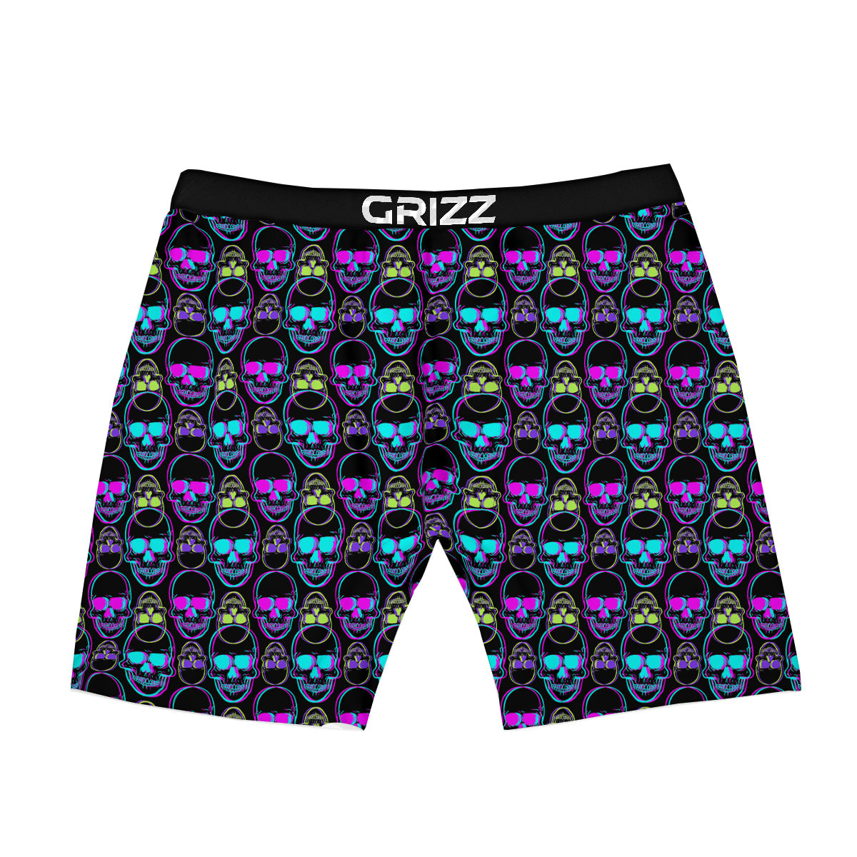 Skull Trippy Neon Print Pattern Boxer Briefs-grizzshop
