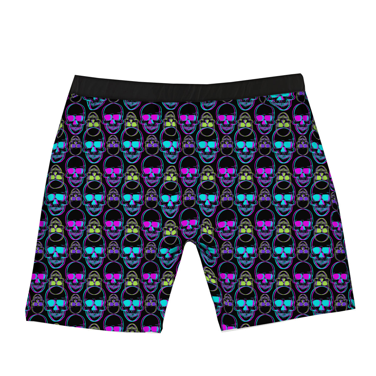Skull Trippy Neon Print Pattern Boxer Briefs-grizzshop
