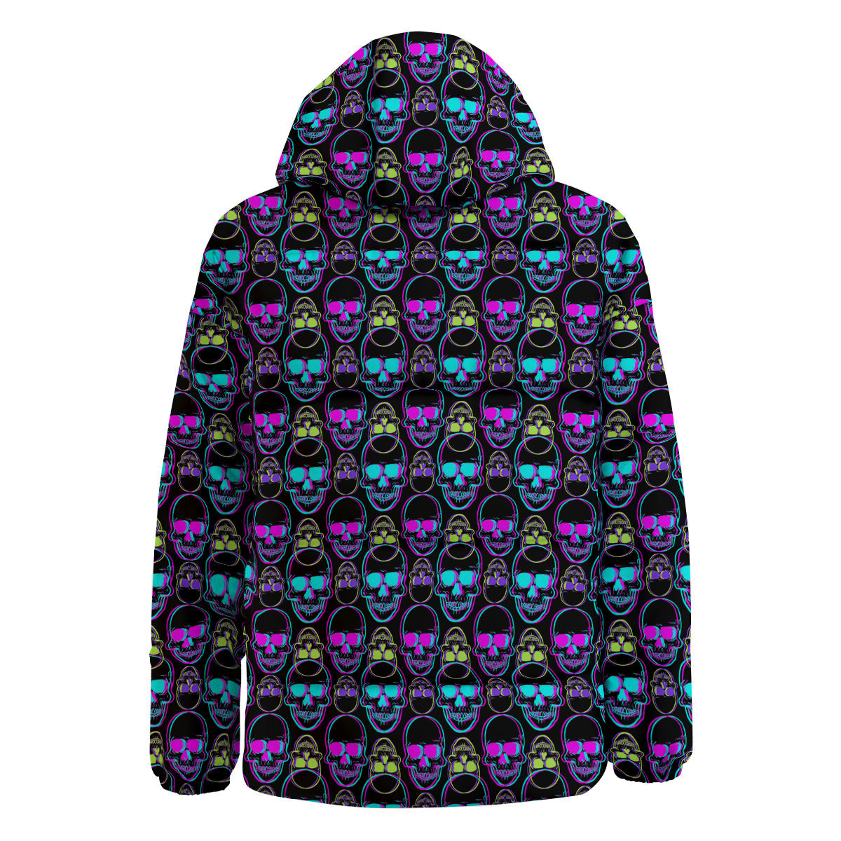 Skull Trippy Neon Print Pattern Down Jacket-grizzshop
