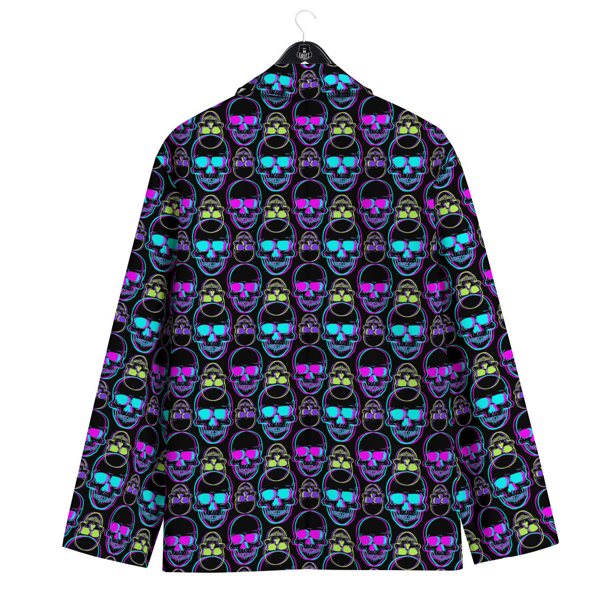 Skull Trippy Neon Print Pattern Men's Sport Coat-grizzshop