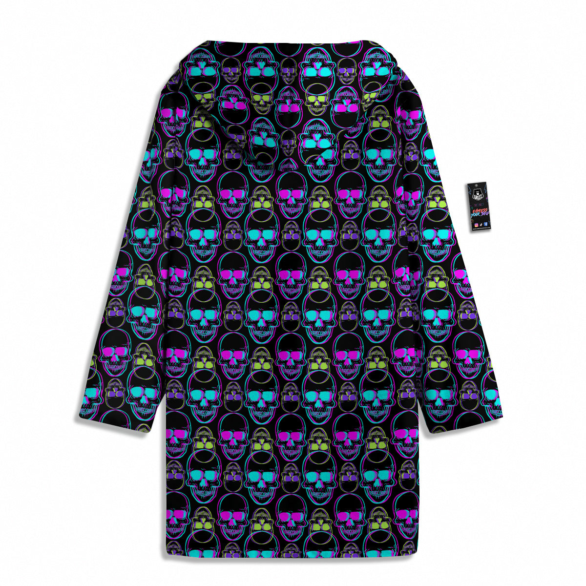 Skull Trippy Neon Print Pattern Men's Windbreaker Jacket-grizzshop