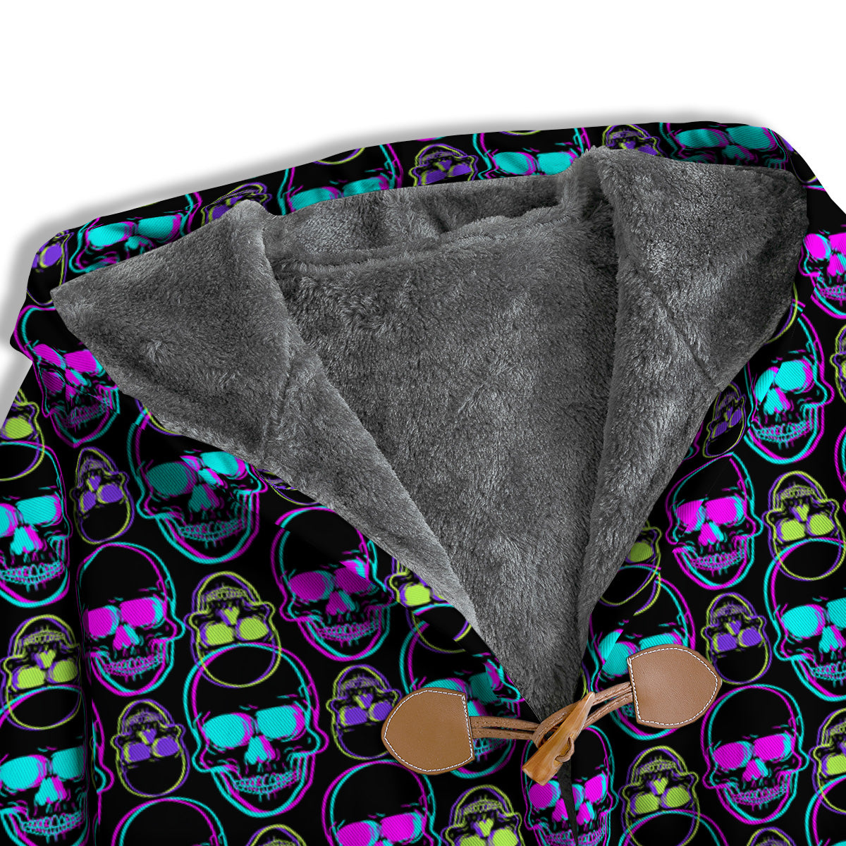 Skull Trippy Neon Print Pattern Men's Windbreaker Jacket-grizzshop