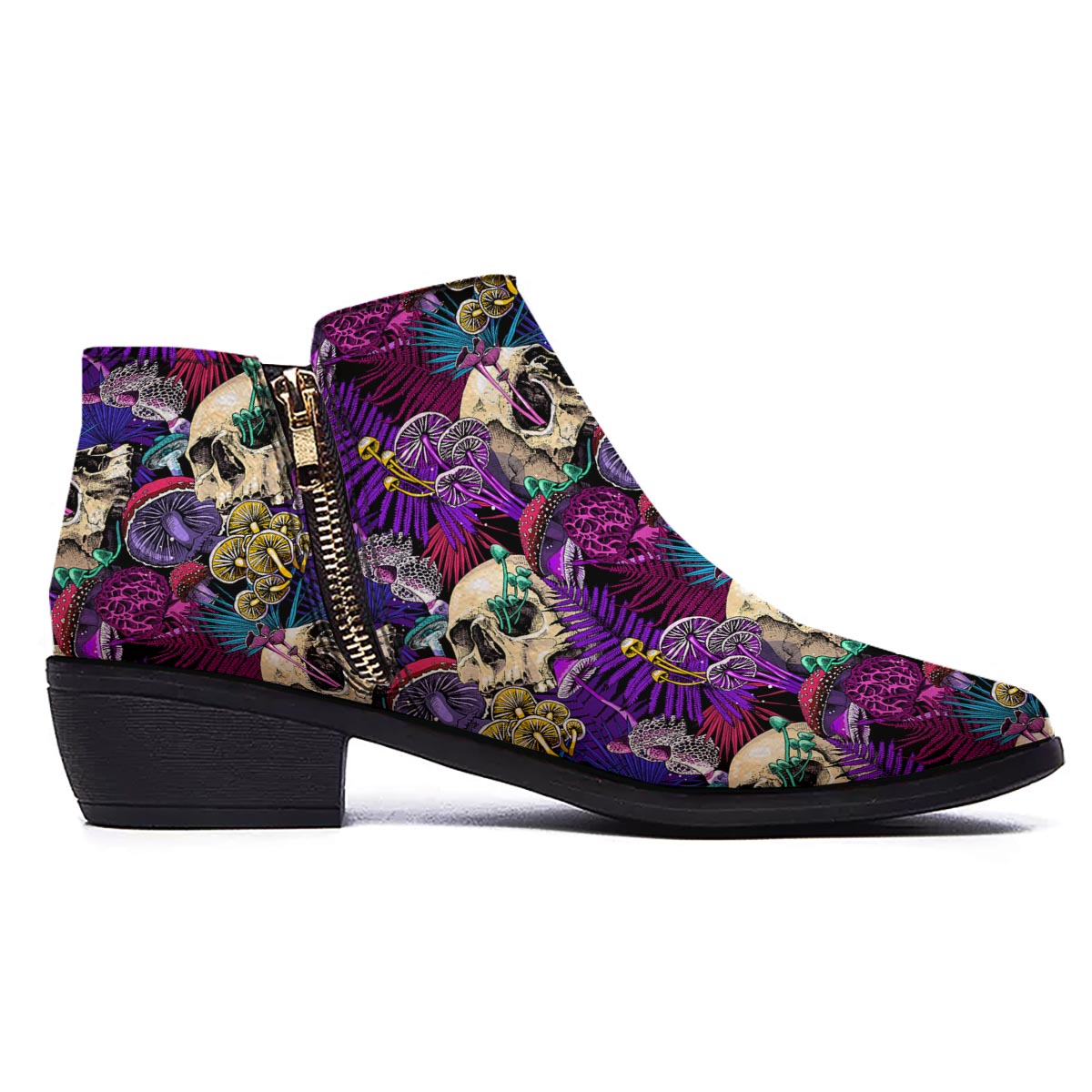 Skull Trippy Print Pattern Ankle Boots-grizzshop