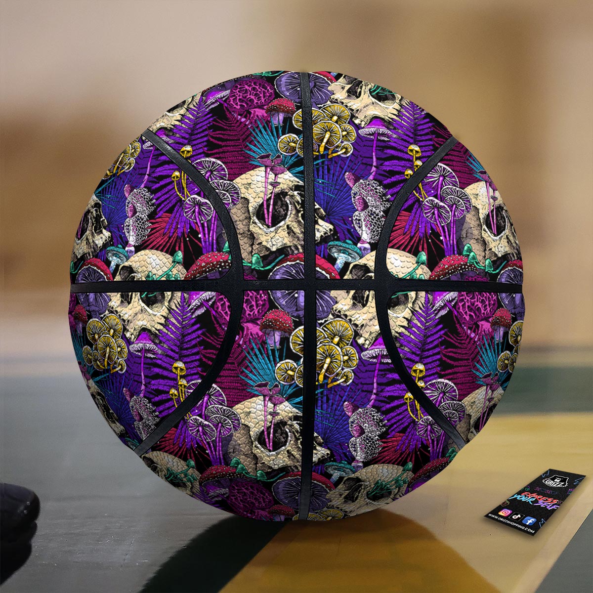Skull Trippy Print Pattern Basketball