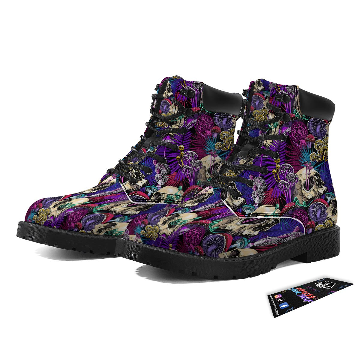 Skull Trippy Print Pattern Boots-grizzshop
