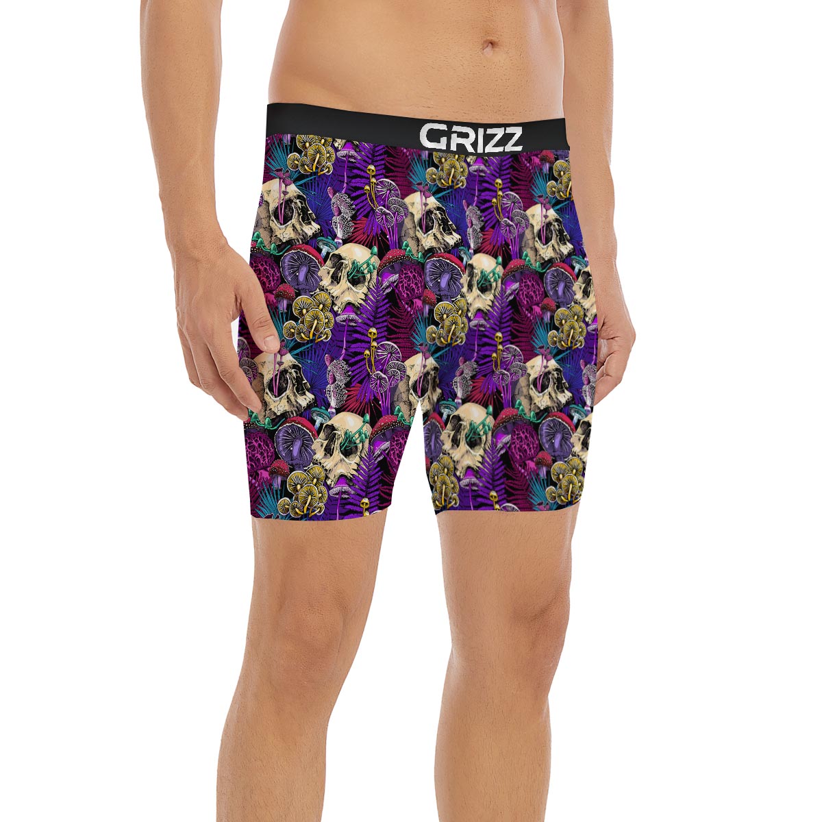 Skull Trippy Print Pattern Boxer Briefs-grizzshop
