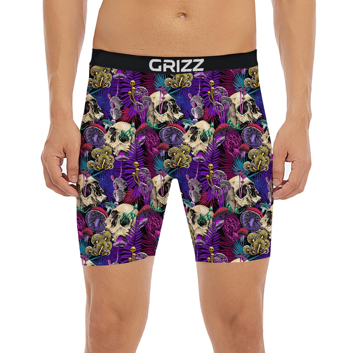 Skull Trippy Print Pattern Boxer Briefs-grizzshop