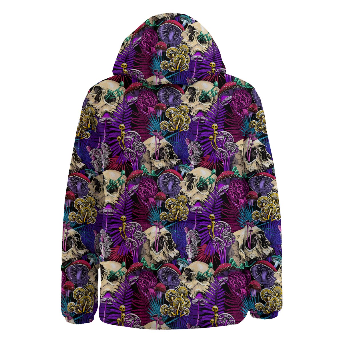 Skull Trippy Print Pattern Down Jacket-grizzshop