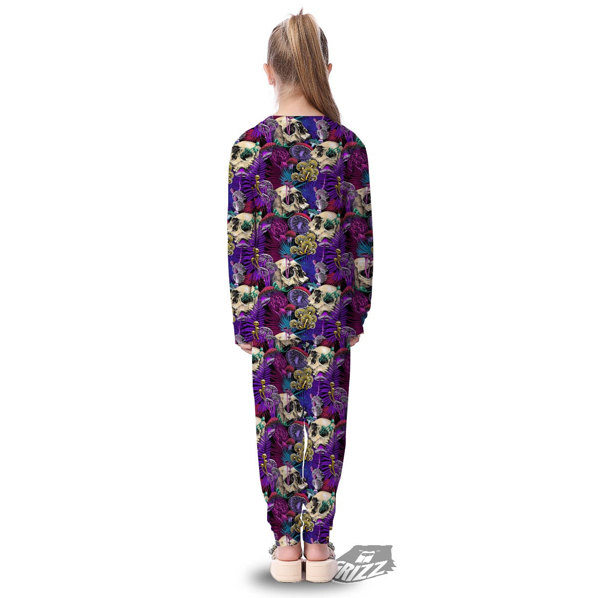 Skull Trippy Print Pattern Kid's Pajamas-grizzshop