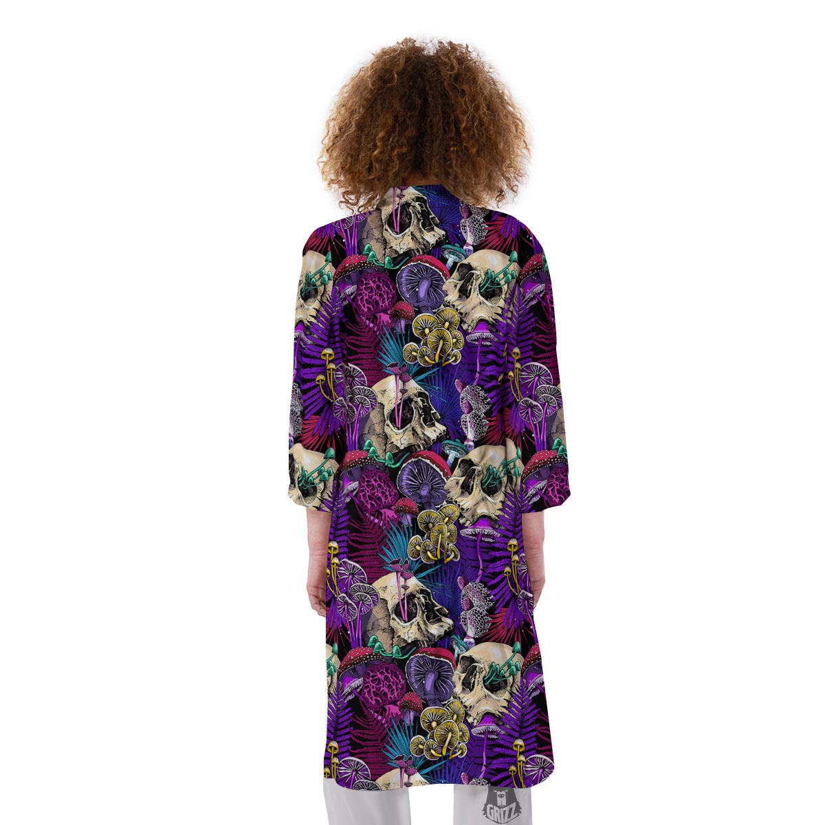 Skull Trippy Print Pattern Kimono-grizzshop