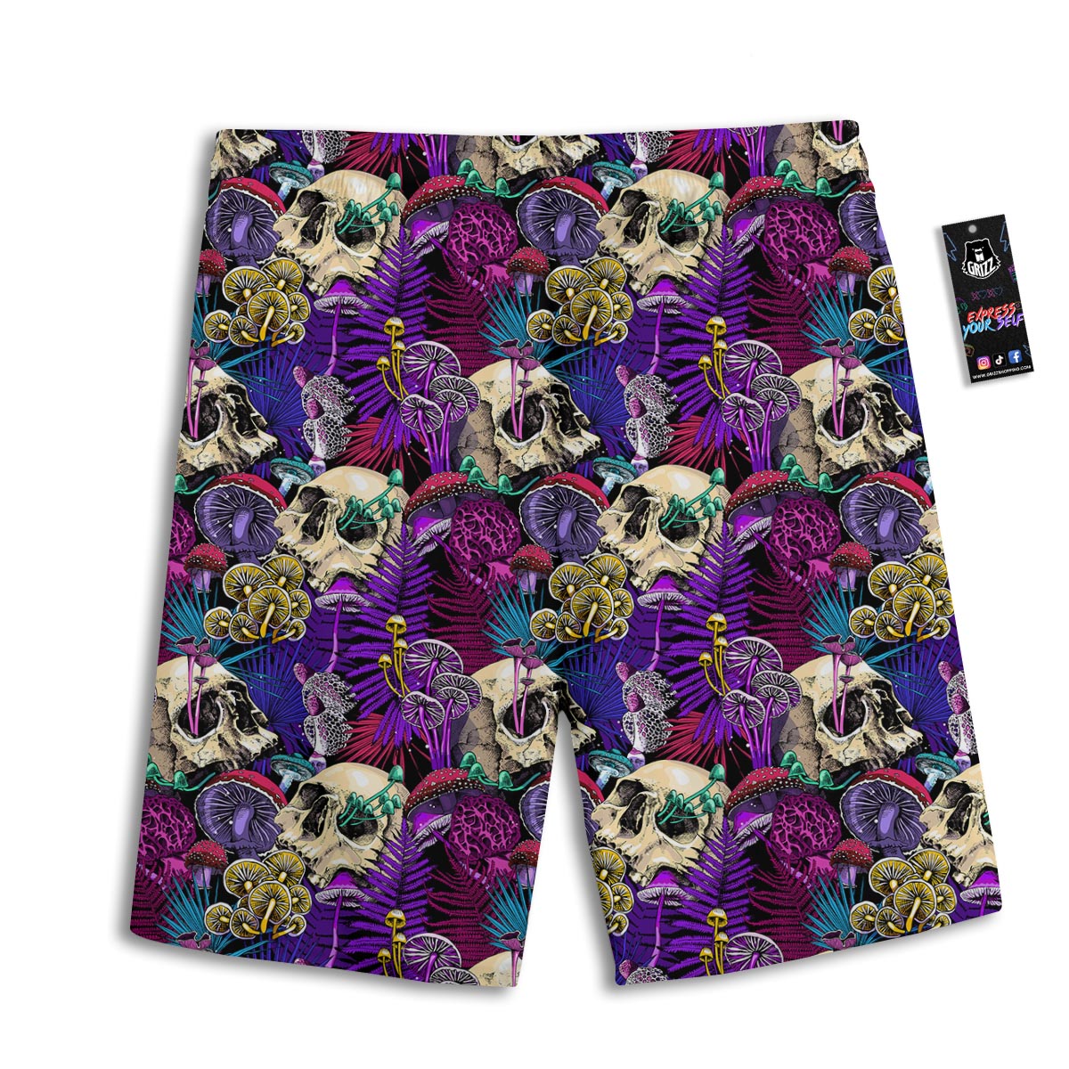 Skull Trippy Print Pattern Men's Athletic Shorts