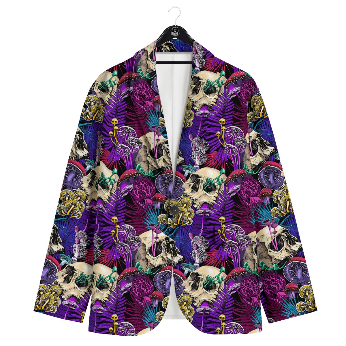 Skull Trippy Print Pattern Men's Sport Coat-grizzshop