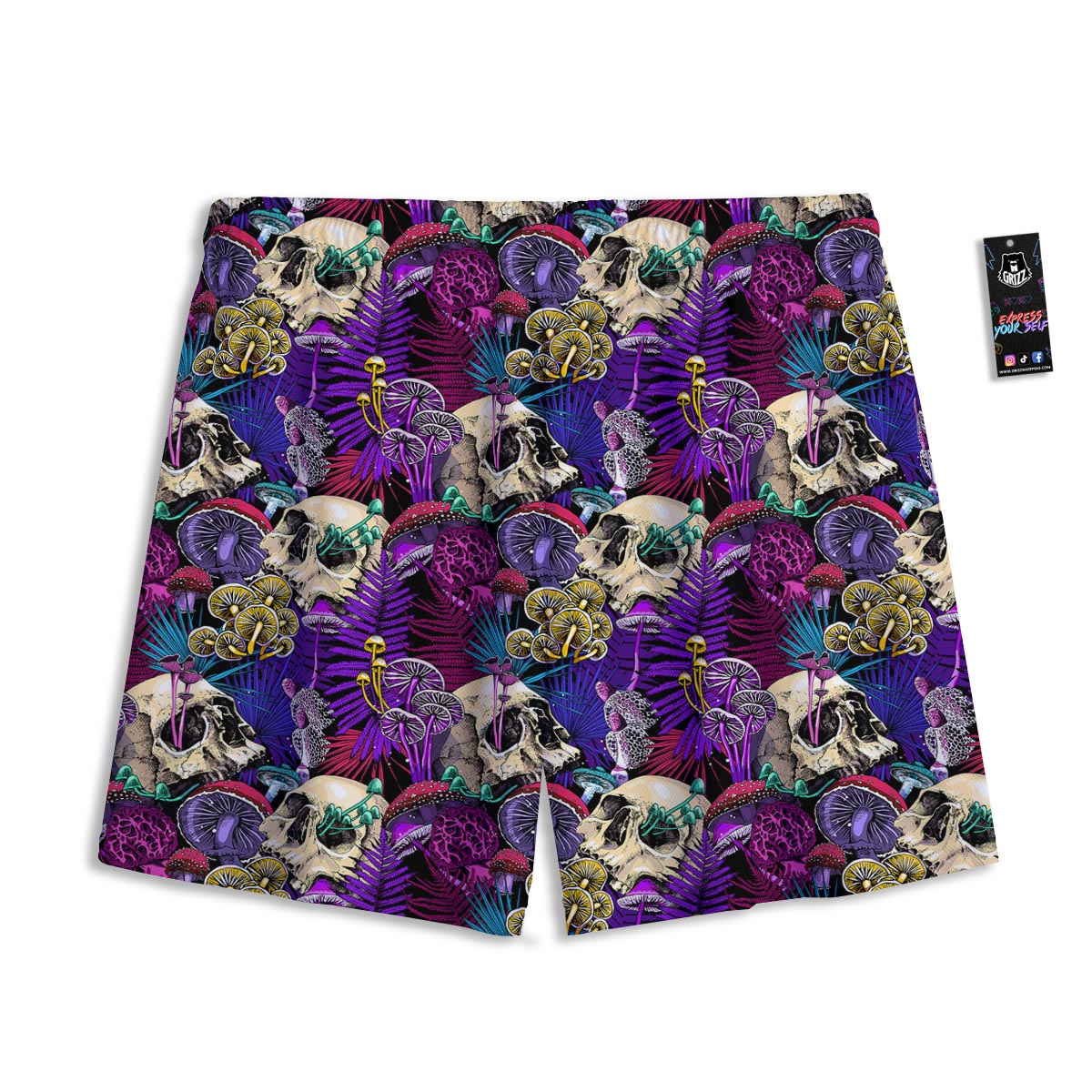 Skull Trippy Print Pattern Mesh Shorts