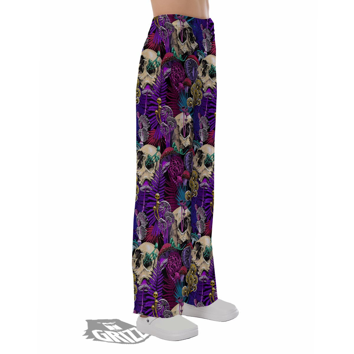 Skull Trippy Print Pattern Pajama Pants-grizzshop