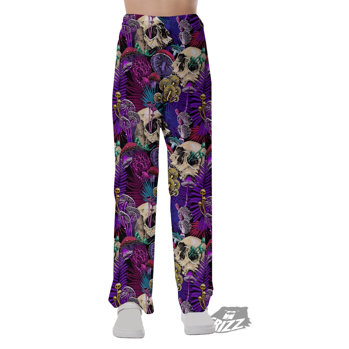 Skull Trippy Print Pattern Pajama Pants-grizzshop