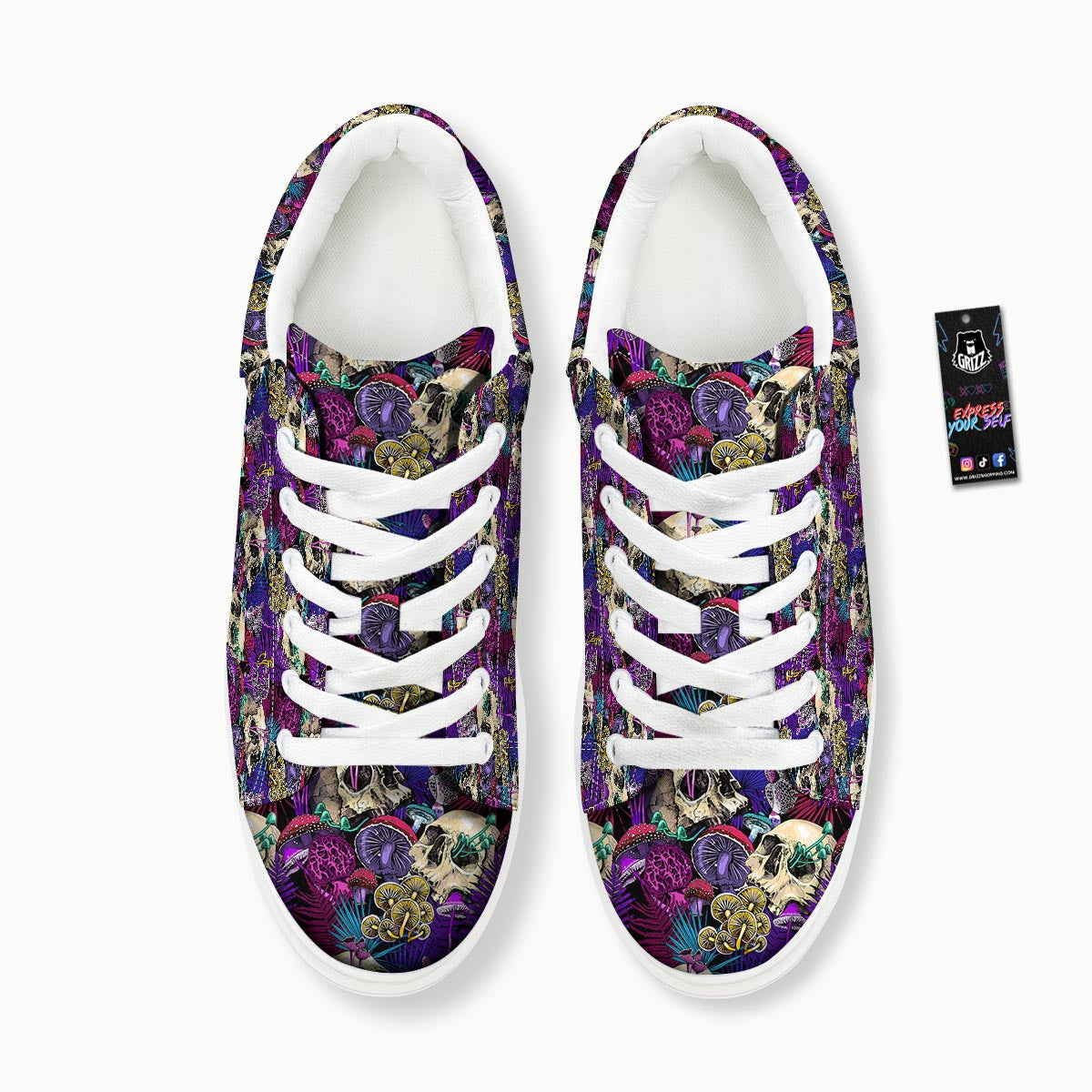 Skull Trippy Print Pattern Platform Shoes-grizzshop