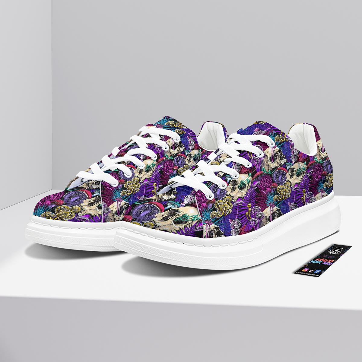 Skull Trippy Print Pattern Platform Shoes-grizzshop